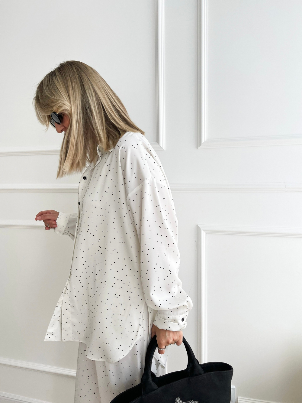 Летний костюм в пижамном стиле белый 4