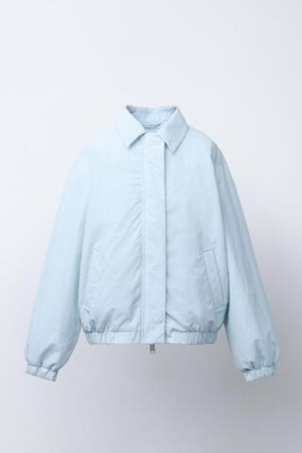 ZARA Х BENSIMON ® ЛЕГКАЯ КУРТКА С ВЫСОКИМ ВОРОТНИКОМ, СВЕТЛО-ГОЛУБОЙ