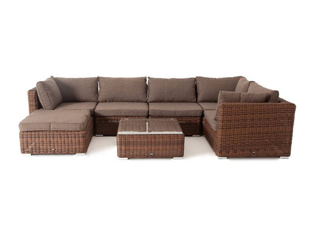 "Лунго" модуль диванный прямой с подушками, цвет коричневый
