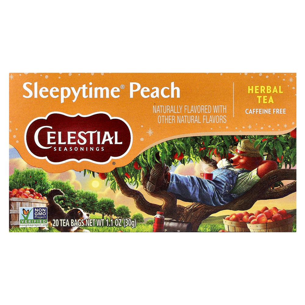 Celestial Seasonings, Sleepytime, травяной чай, без кофеина, персик, 20 чайных пакетиков, 29 г (1,0 унция)