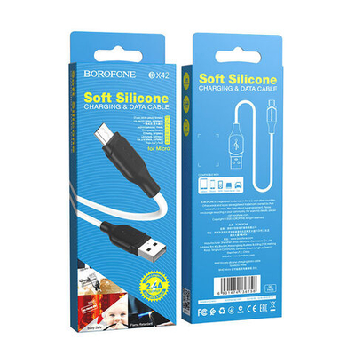 Кабель Borofone BX42 USB-microUSB 2.4A 1м Silicone White