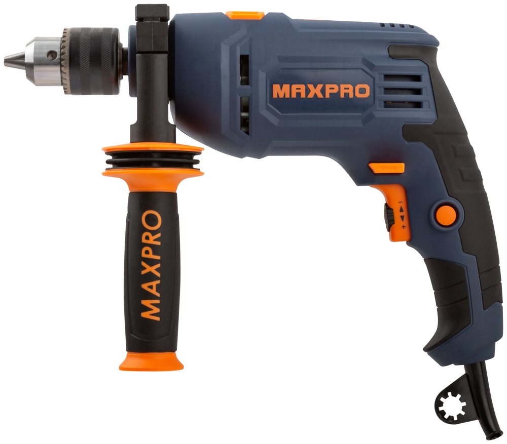 MAX-PRO Дрель ударная 710 Вт, 0-2800об/мин, ключевой патрон 1,5-13мм, 1,7 кг, антивибрационная ручка, резиновые вставки, кор. 85066