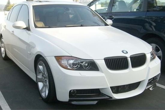 Юбка переднего бампера глянцево - черный V.3 для BMW 3 E90 2005-2008 M-Tech