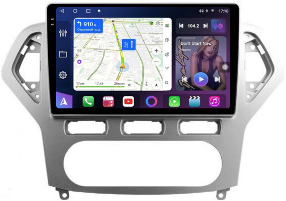 Магнитола для Ford Mondeo 4 2007-2010 (рамка серебро) - FarCar 1231M на Android 13, 2K QLED, TS10, CarPlay, 4G SIM-слот