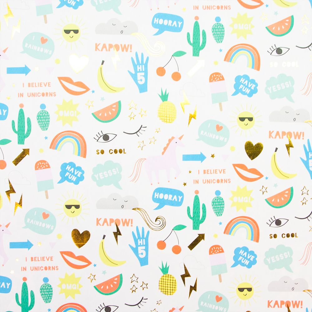 Упаковочная бумага (0,5*0,7 м) Яркий микс, 1 шт.