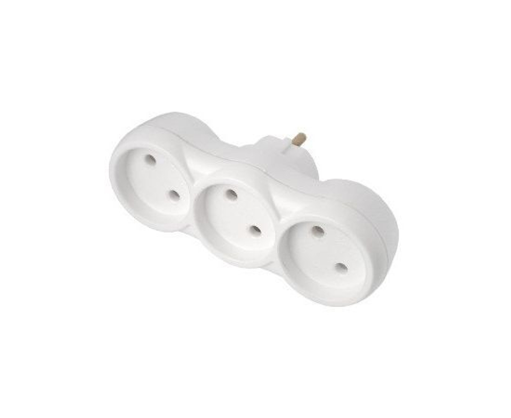 Разветвитель электрический (тройник) Bylectrica 3 розетки, 16А, белый, линейный РВ16-376