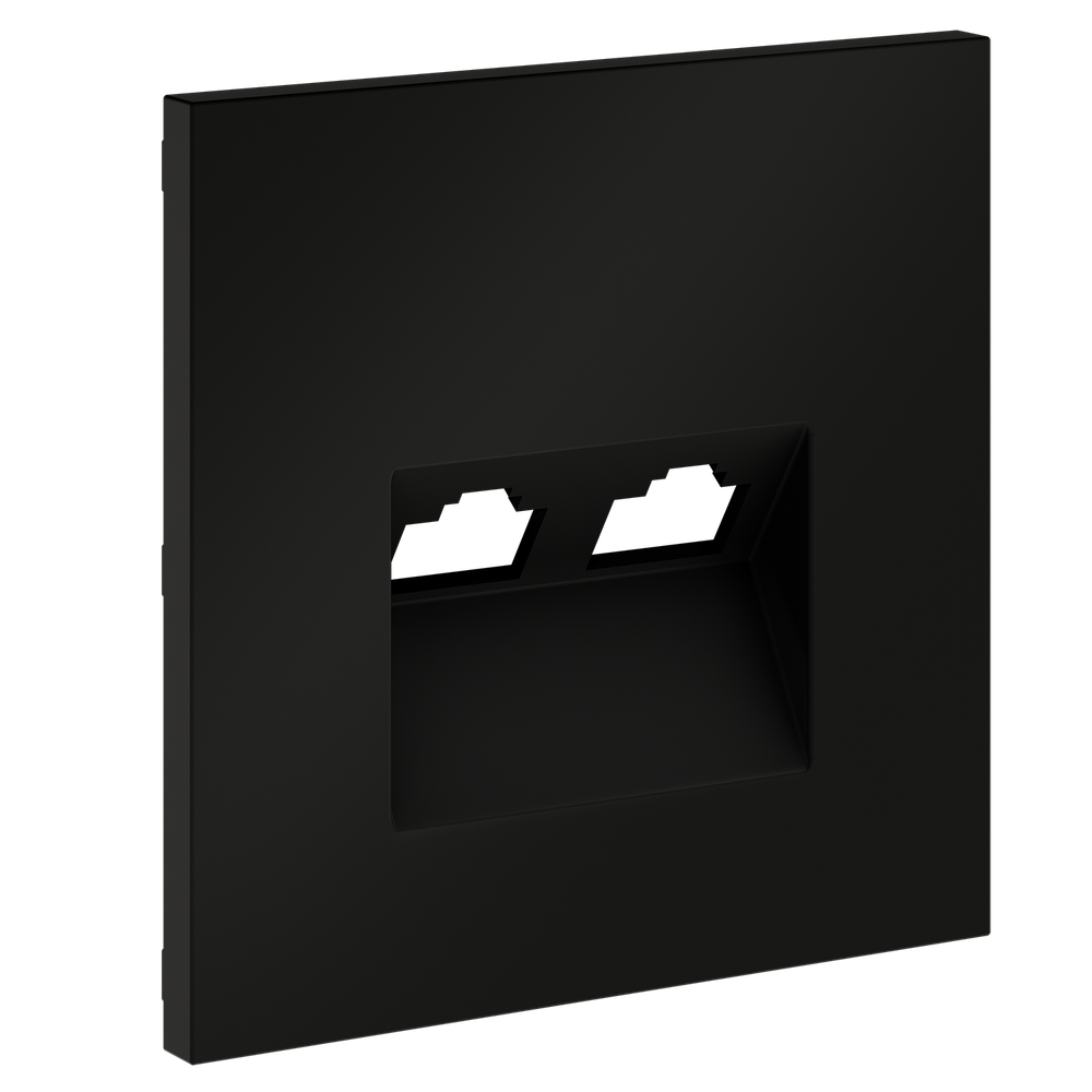 Накладка для розетки компьютерной двойной RJ45+RJ45 кат.6, S70 (черный матовый)