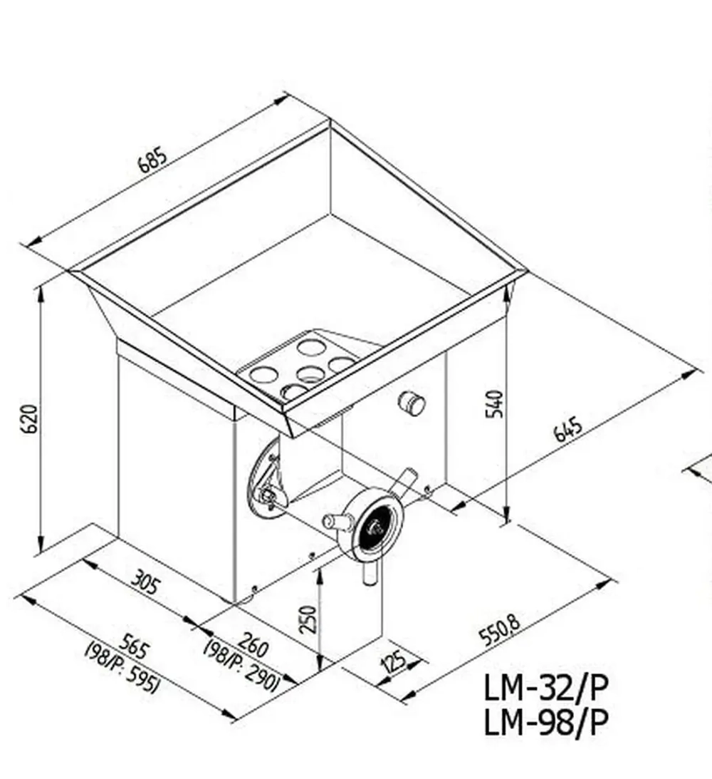 Мясорубка Koneteollisuus (KT) LM-98/P (корпус нержавеющая сталь, шнек нержавеющая сталь, с педалью)