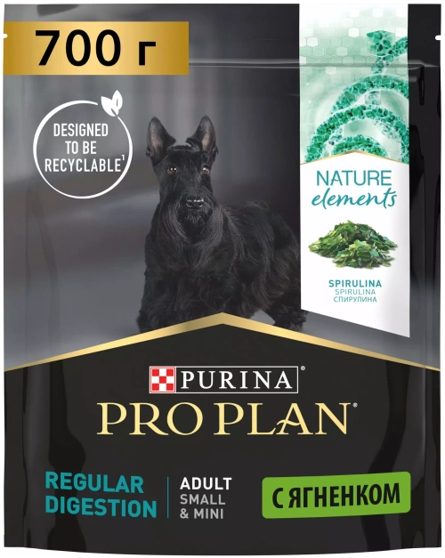 Purina Pro Plan Nature Elements Adult Small Mini Сухой корм Про План Натуральный Элемент для собак мелких пород Спирулина+Ягненок, 700г