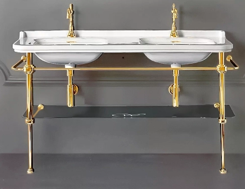 Консоль с раковиной Kerasan Waldorf 9195K 150 золото с 1 отверстием