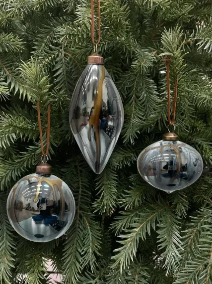 Набор стеклянных украшений Акварель 80 мм., темно-серый, 9 шт., Christmas DeLuxe (13074)