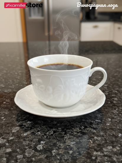 Чайный набор 350 мл. 12 предметов, фарфор, "Виноградная лоза"