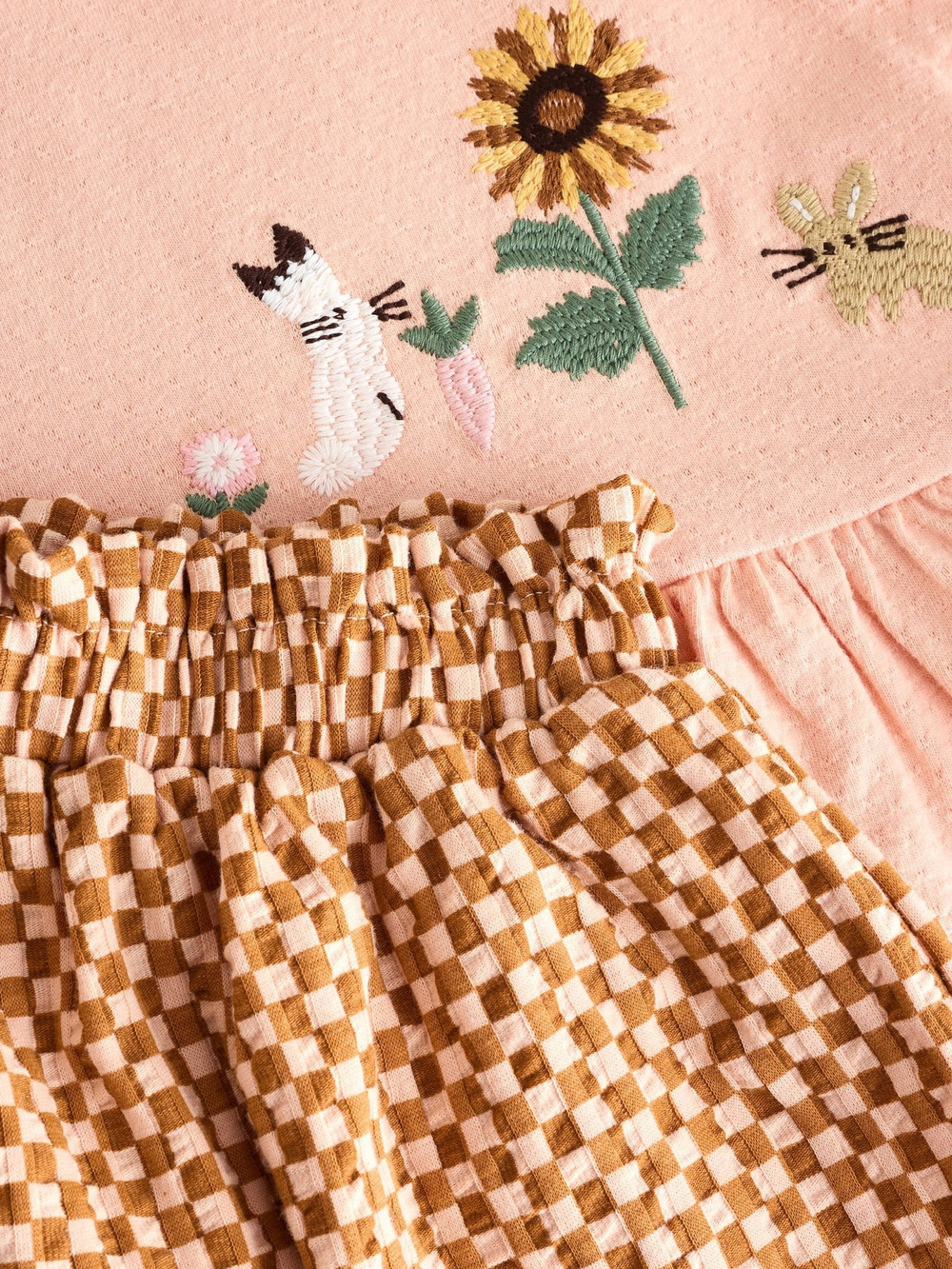 Футболка и шорты в комплекте для девочки Next E51-376, Розовый, Горчичный