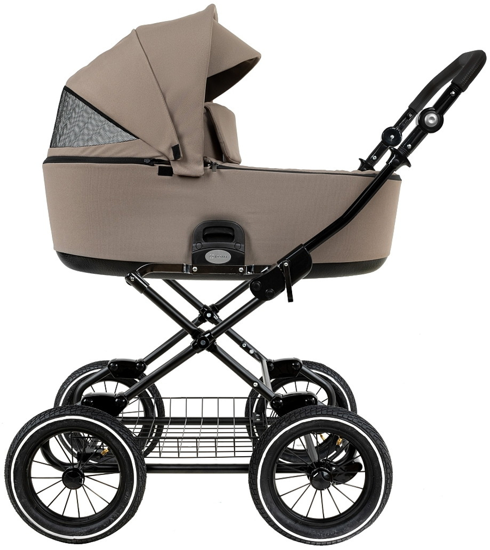 Детская коляска Roan Bass Next Classic d12 2.0 3 в 1 с автокреслом Pituso Baesa Pro Black,Beige Canopy BNC/80/2 Hazel/Black/руч.Black