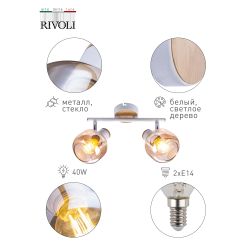 Светильник настенно-потолочный спот Rivoli Kalisto 7025-702 2 х E14 40 Вт поворотный | Rivoli