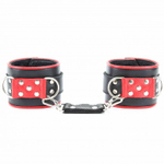 Широкие черные наручники с красным декором