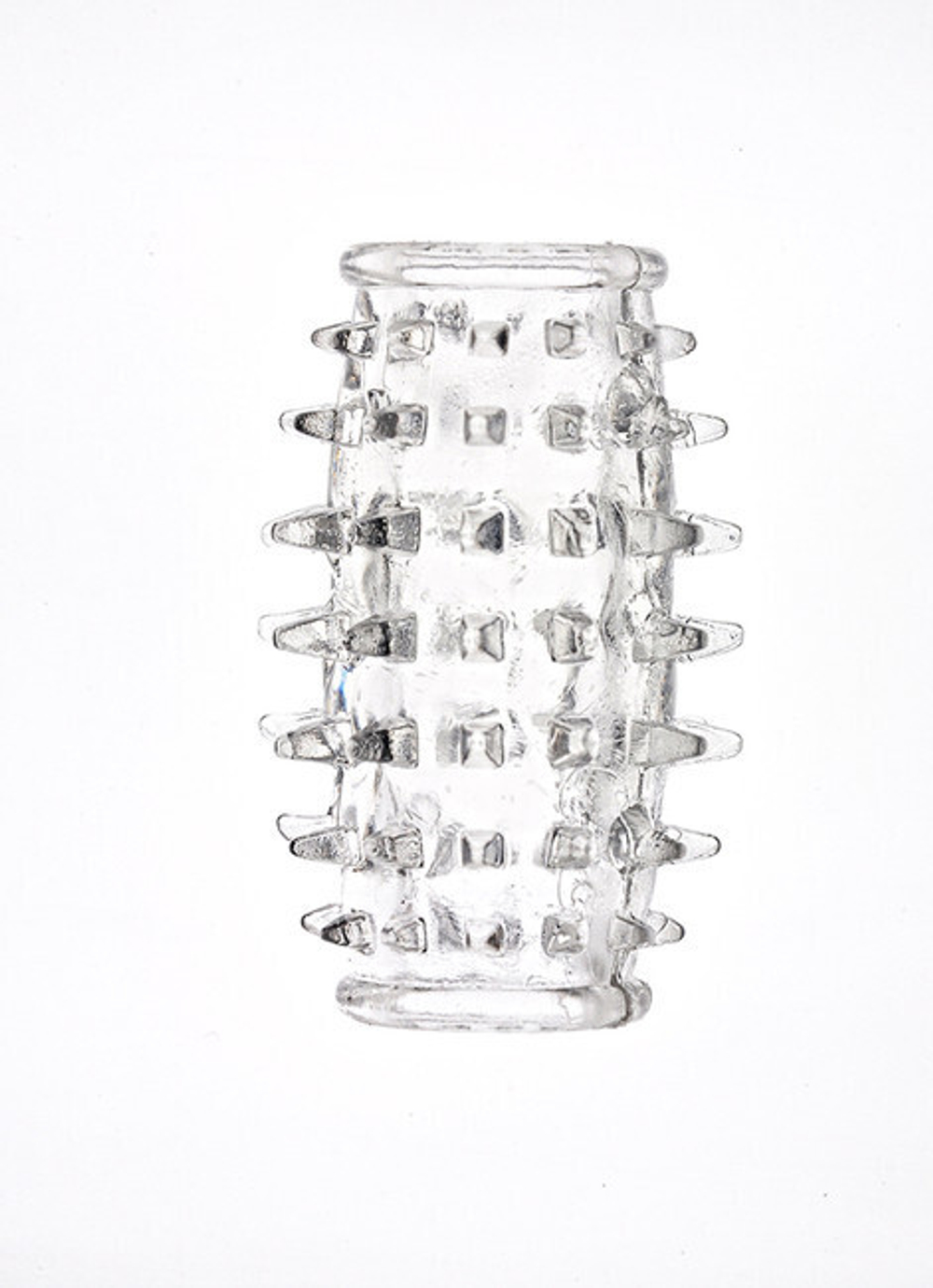 Насадка на фаллос с шипами прозрачная открытая (Цвет: прозрачный)