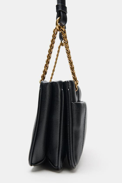 ZARA СТЕГАНАЯ СУМКА ЧЕРЕЗ ПЛЕЧО, ЧЕРНЫЙ