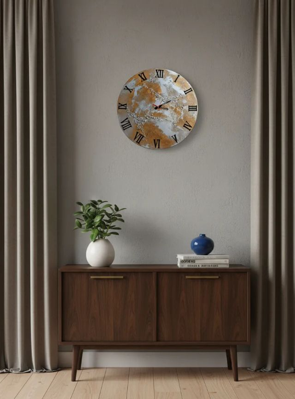 Подарочные настенные часы из эпоксидной смолы с камнями