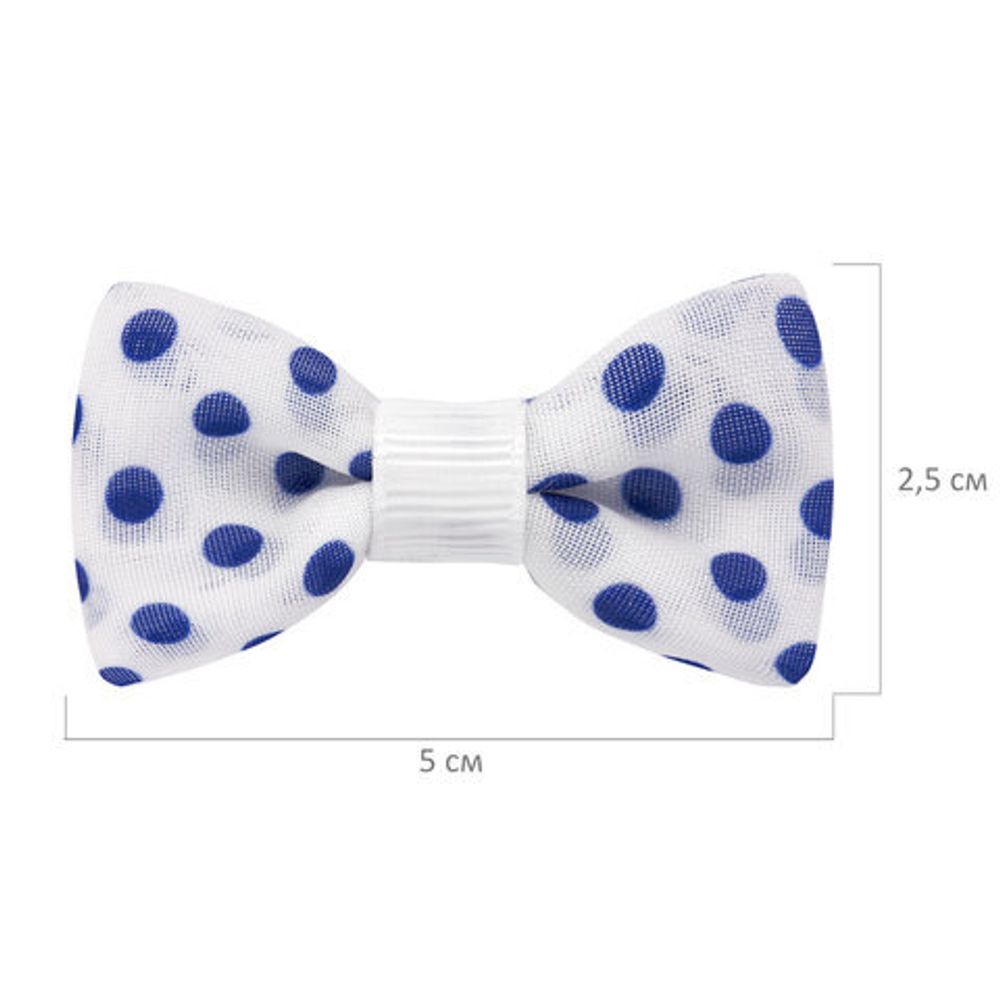 Заколки для волос НАБОР 4 шт., 5х2,5 см, зажим, с бантиком, синий, белый в горошек, MONTE VITA, 457108
