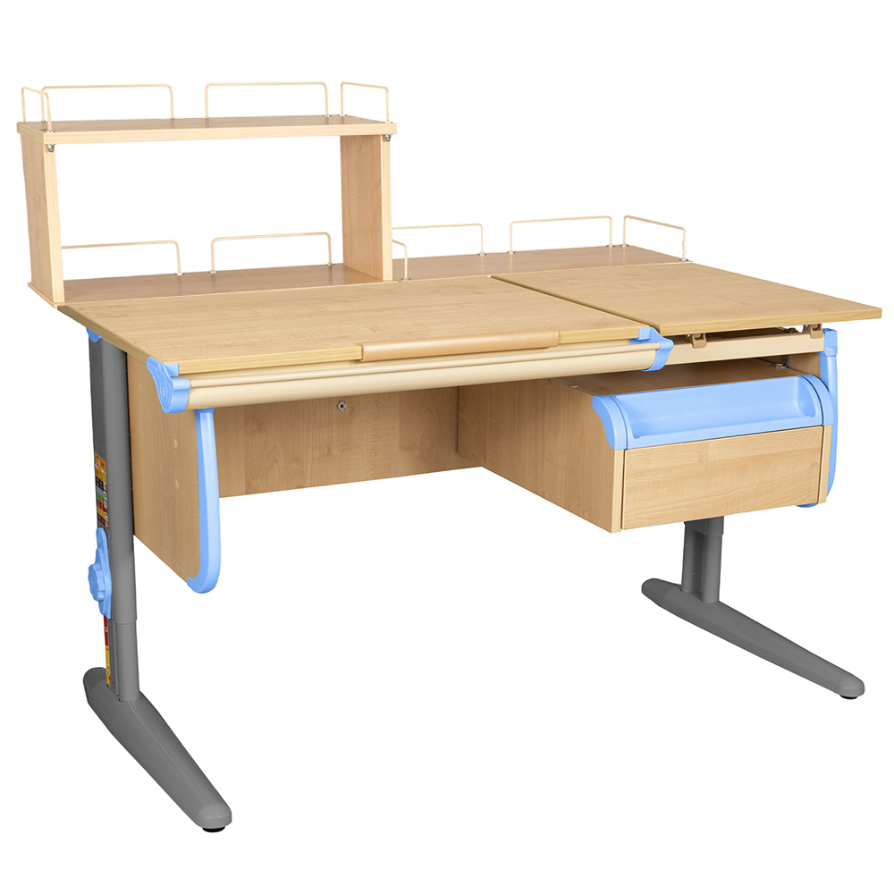 Растущая парта СУТ 25 с задними полками СУТ.15.210 и СУТ.15.240 и навесной тумбой (1200×880 мм)