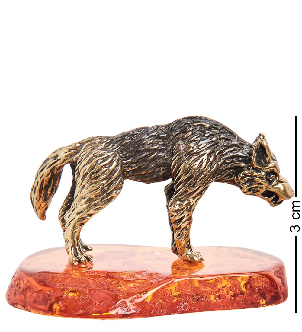 Народные промыслы AM-1409 Фигурка «Волк» (латунь, янтарь)