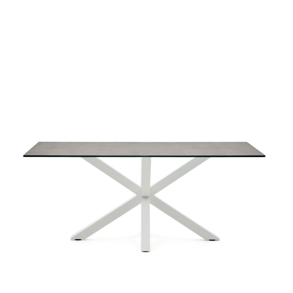 Argo Стол обеденный 180x100 белый с керамической столешницей Iron Moss