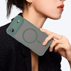 Полупрозрачный матовый чехол с MagSafe для iPhone Air, боковые рамки зеленого цвета