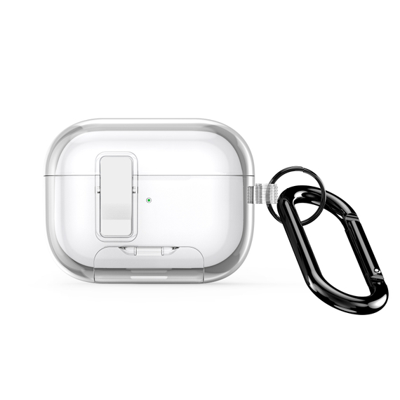 Усиленный прозрачный чехол для наушников AirPods Pro 2, Dux Ducis, серия PECR Series (встроенная подставка для смартфона)