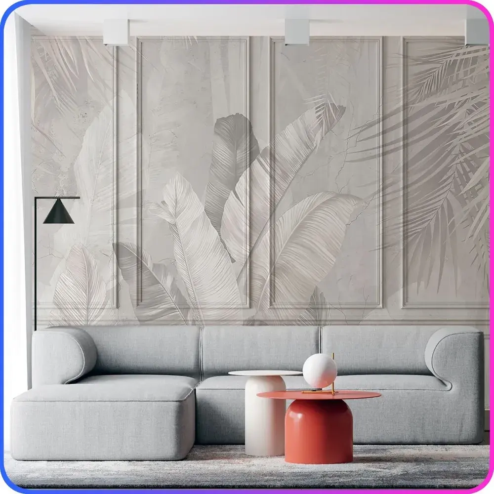Фотообои Тропические листья на бетоне 300х270 см Luxury Walls AM39103