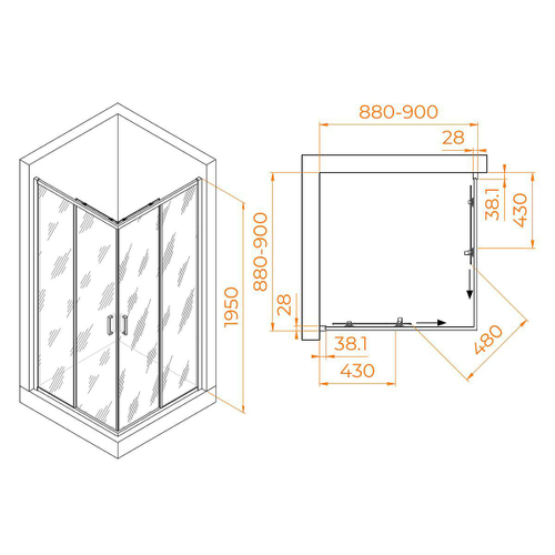 Душевой уголок RGW PA-39B 900x900 03083999-14