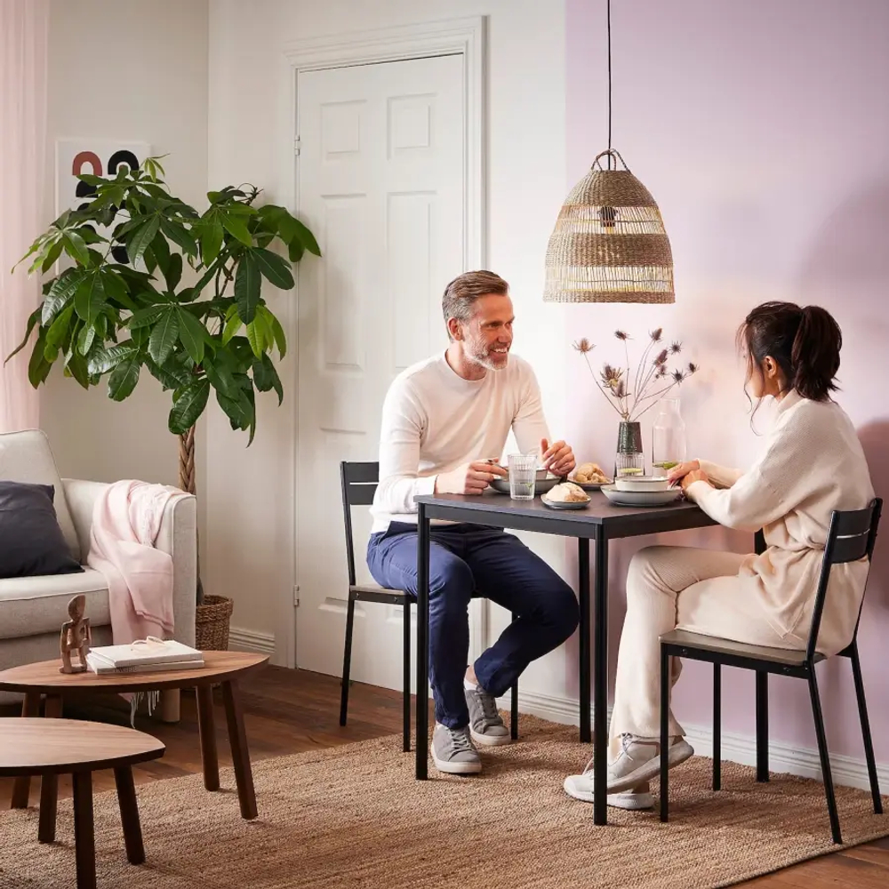 Стол обеденный - IKEA SANDSBERG, 67х67х73 см, черный, САНДСБЕРГ ИКЕА