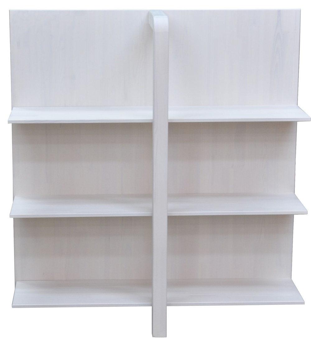 Стеллаж деревянный 3 полки Мадейра 104х32х112 см из массива сосны, белый