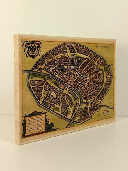 Исторический план Москвы 1638г (репродукция). Панно деревянное настенное, мастерская СВЕТЛОГОРЫ.