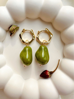 Серьги барокко олива