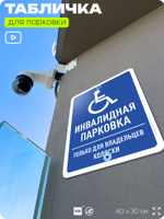 Табличка для парковки "Инвалидная парковка", для дома, офиса, организаций, 40х30 см, Silver Plane x Айдентика Технолоджи