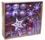 Набор ёлочных украшений "Сказочная зима" 45 предм. Рубин/Розовый/Лаванда (Серпантин)