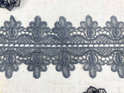 Кружево плетёное, ш. 9,5 см, тёмно-серый