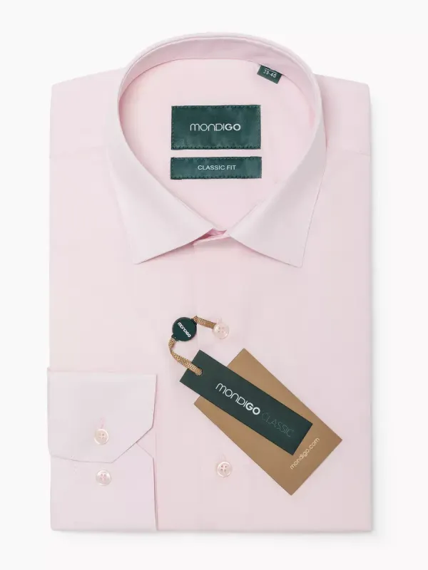Рубашка классическая CLASSIC FIT с длинным рукавом, бледно-розовая