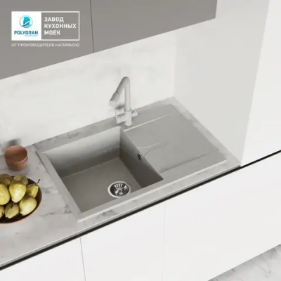 Мойка POLYGRAN GALS-760 серый №14, смеситель DORADO серый №14