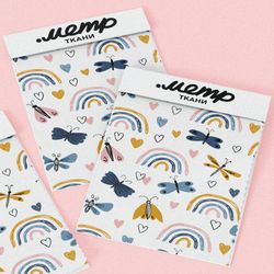 Ткань шифон радуги и бабочки