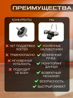 Тренажер усовершенствованный, ролик для пресса. Колесо с поддержкой локтей, возвратным механизмом и таймером, черный