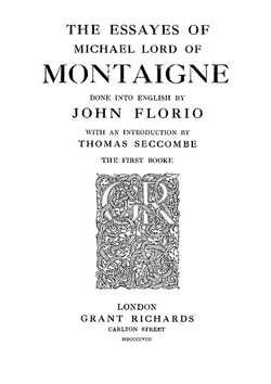 The essayes of Michael lord of Montaigne | Montaigne Michel de
