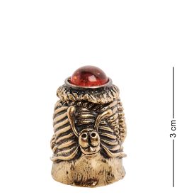 AM-2984 Наперсток «Улитка с листиком» (латунь, янтарь)