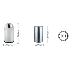 Ведро для мусора 50л Wesco Pushboy матовый песок