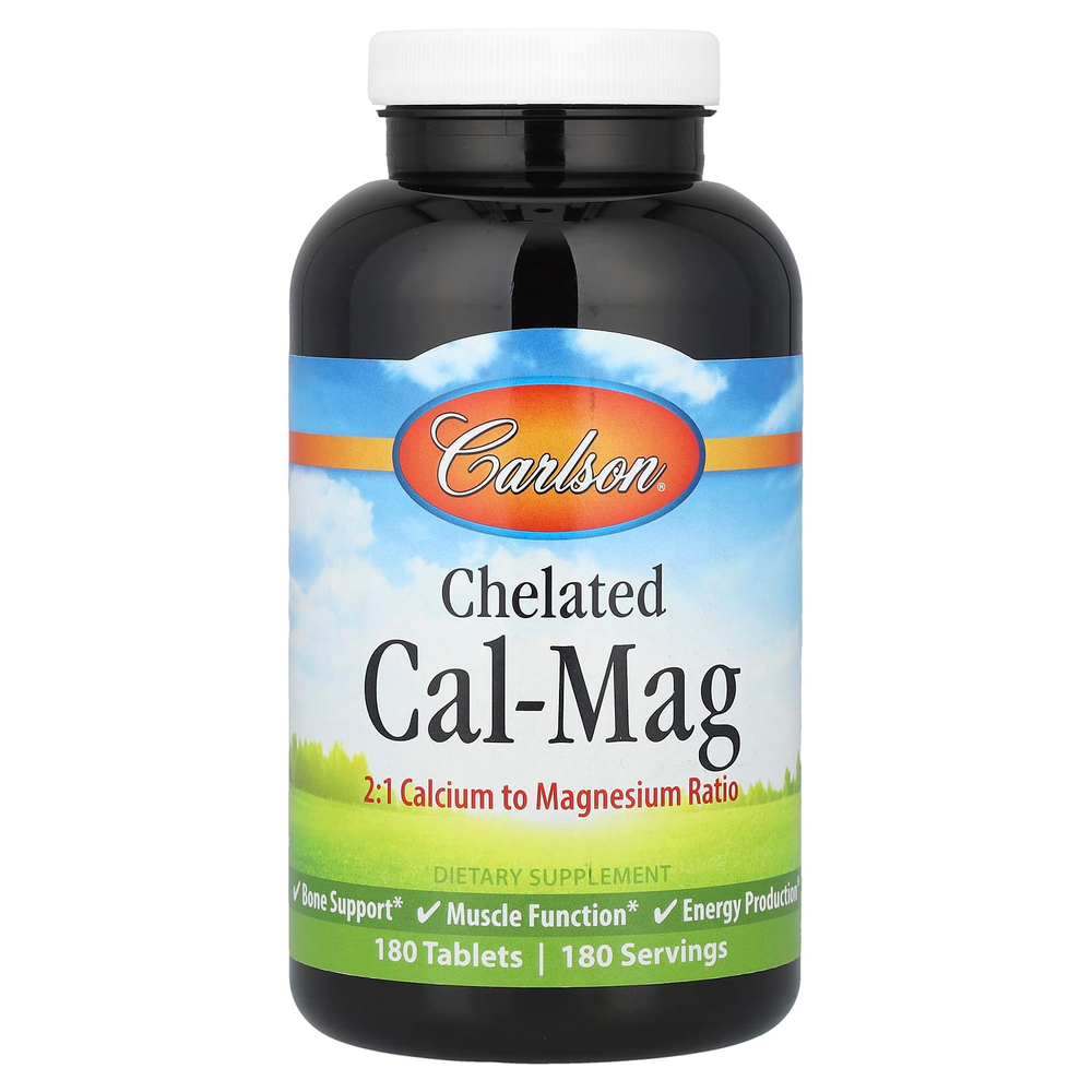 Carlson, Chelated Cal-Mag, 180 таблеток