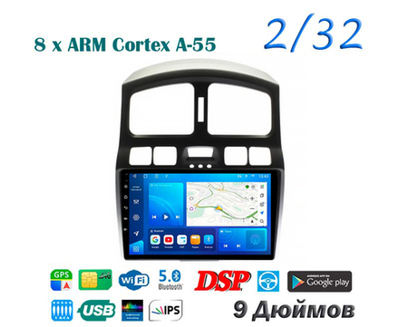 Topway TS18 2+32GB 8 ядер для Hyundai Santa Fe 2000 - 2006