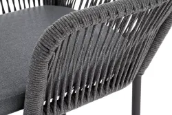 "Лион" стул плетеный из роупа, каркас алюминий серый (RAL7022) муар, роуп серый круглый, ткань серая 017