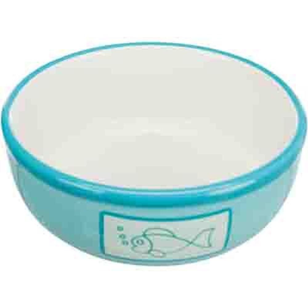 Trixie Миска керамическая для кошки 0,35л/12,5см (зеленый, коричневый, красный, синий)