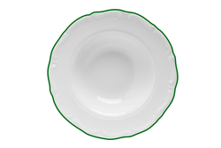 Тарелка для пасты 27 см, кант зелёный